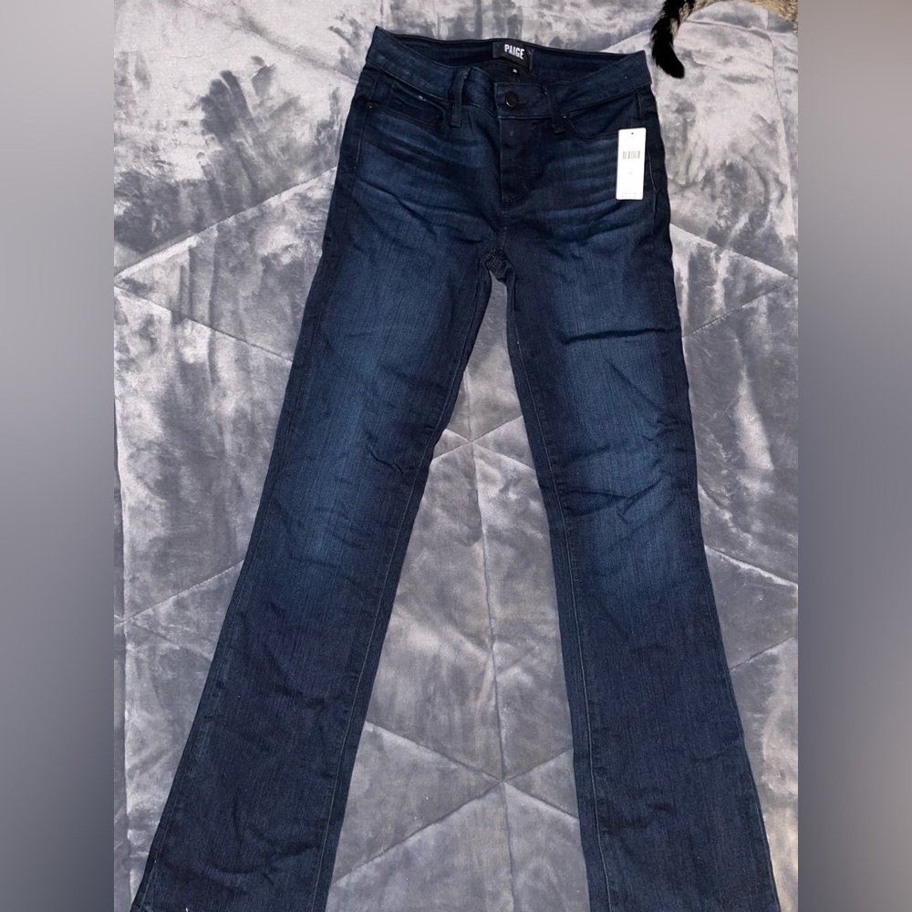 Dark blue wide-boot anthropology jeans with tag